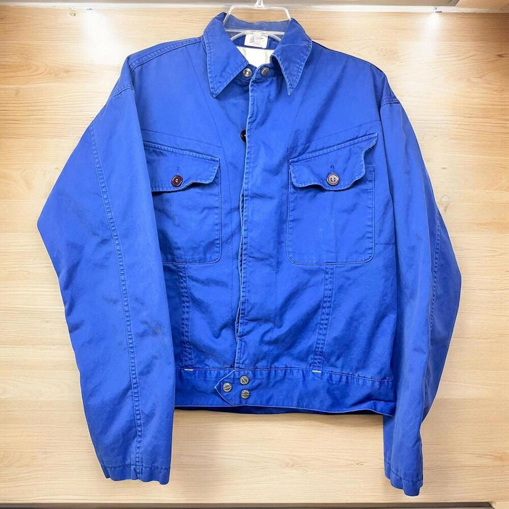 Vtg Garbstore Jacket Mens L Blue Bomber Trucker Y2K Snap Button Long Sleeve